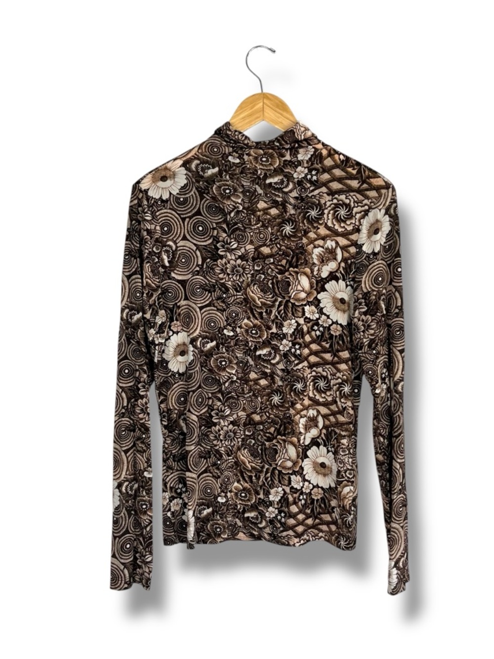 Ulla Johnson Aurelia Turtleneck Top Large Floral Teak Brown Mesh Romantic - Picture 8 of 12